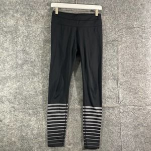 Athleta Leggings Small Black Silver Shine Stripe Sonar High Rise Workout
